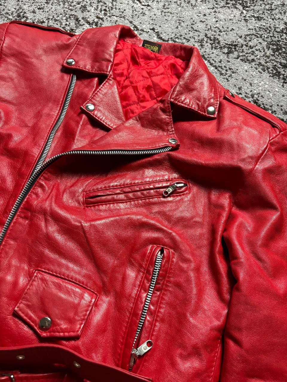 Vera Pelle × Vintage Vintage Y2K Red Leather Vera Pelle Italy Motorcycle Jacket Size M / US 6-8 / IT 42-44 - 6 Thumbnail