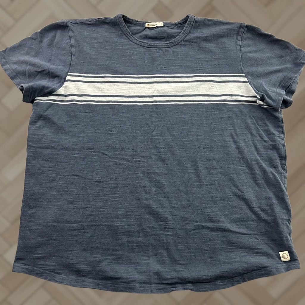 Marine Layer Marine Layer Short Sleeve T-Shirt Men L Striped Cotton White Blue 100% Cotton Shirt Mens Large Short Sleeve Stripe Size US L / EU 52-54 / 3 - 1 Thumbnail