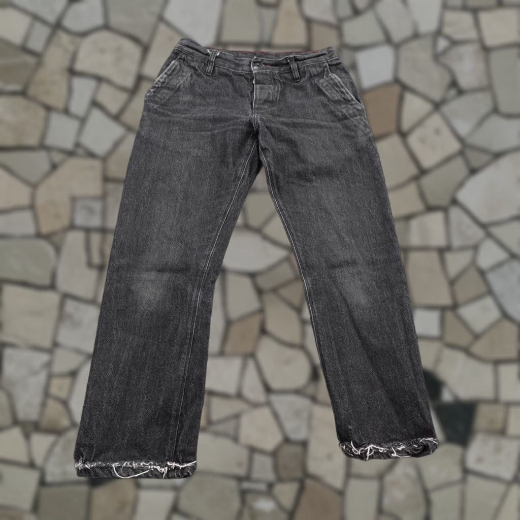 Raleigh Denim Raleigh Denim Jeans Mens 29 Black Selvedge Button Fly Jones Cropped Distressed Size US 29 - 1 Thumbnail