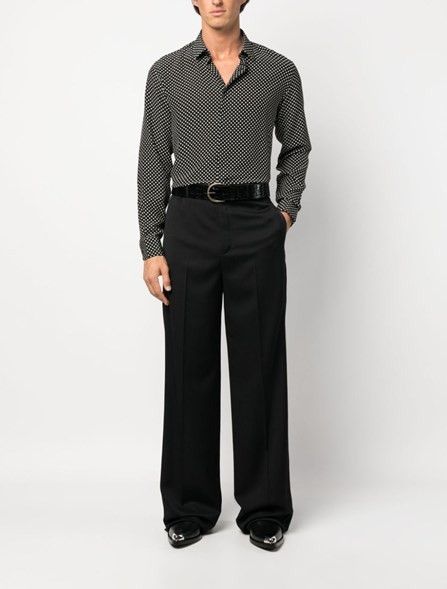 Saint Laurent Paris o1s1wg110425 646850 Shirt in Dotted Crepe De Chine Size US M / EU 48-50 / 2 - 2 Thumbnail