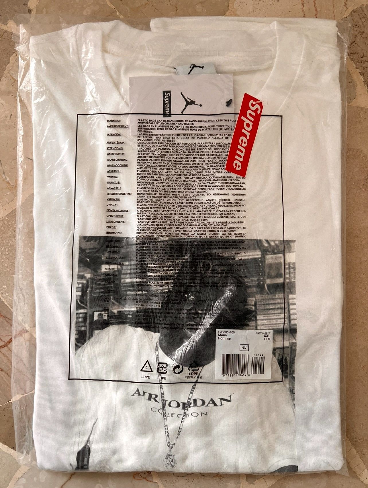 Jordan Brand × Rap Tees × Supreme XXL Supreme Jordan Biggie Notorious BIG tee Tshirt white Size US XXL / EU 58 / 5 - 17 Thumbnail