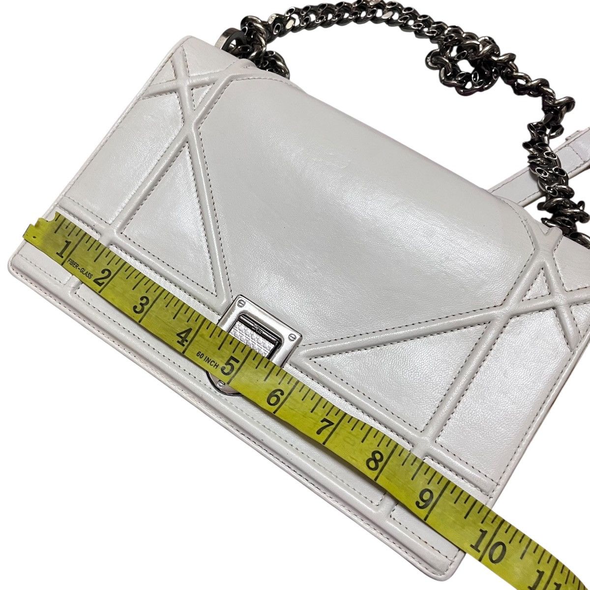 Dior CHRISTIAN DIOR White Grained Leather Diorama Medium Flap Bag Size ONE SIZE - 16 Thumbnail