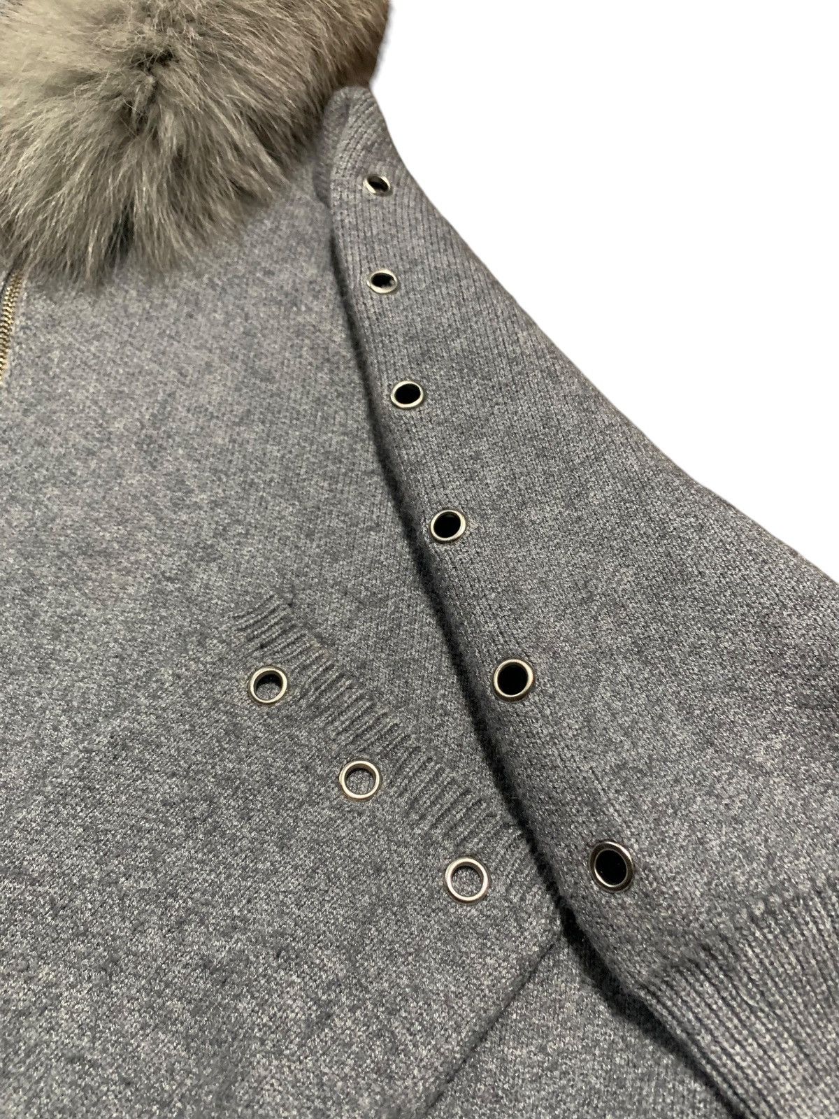 14th Addiction Japanese heavyweight knit eyelet batwing fur hoodie Size US L / EU 52-54 / 3 - 4 Thumbnail