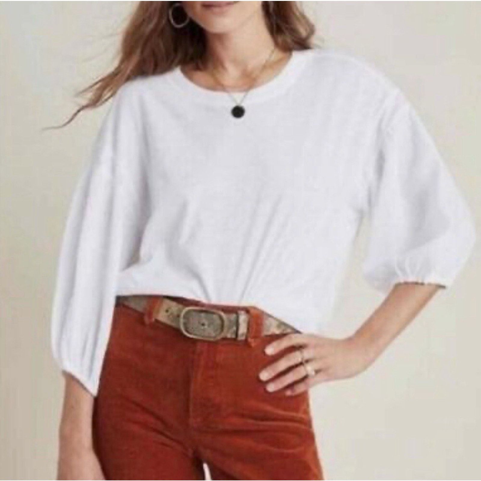& Other Stories Anthropologie Gauze Sleeve Top S White A000421 Size S / US 4 / IT 40 - 1 Thumbnail