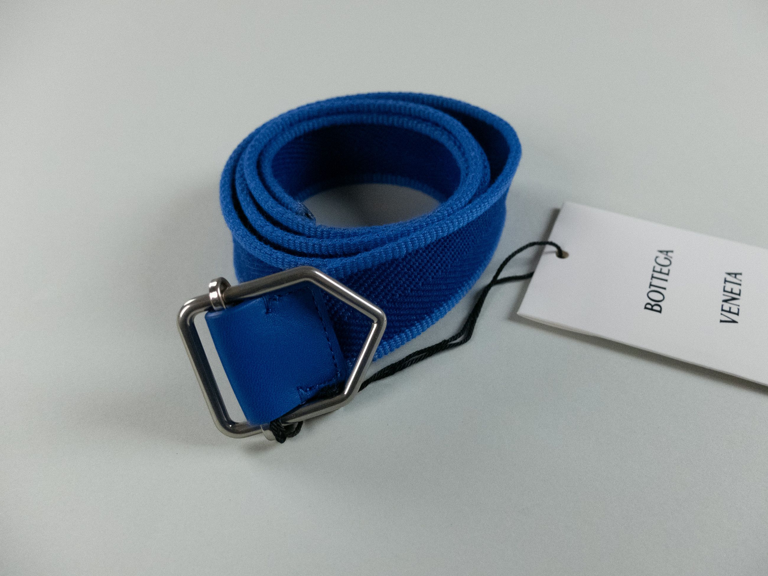 Bottega Veneta BOTTEGA VENETA cobalt blue webbing fabric & leather belt 90 Size 34 - 3 Thumbnail