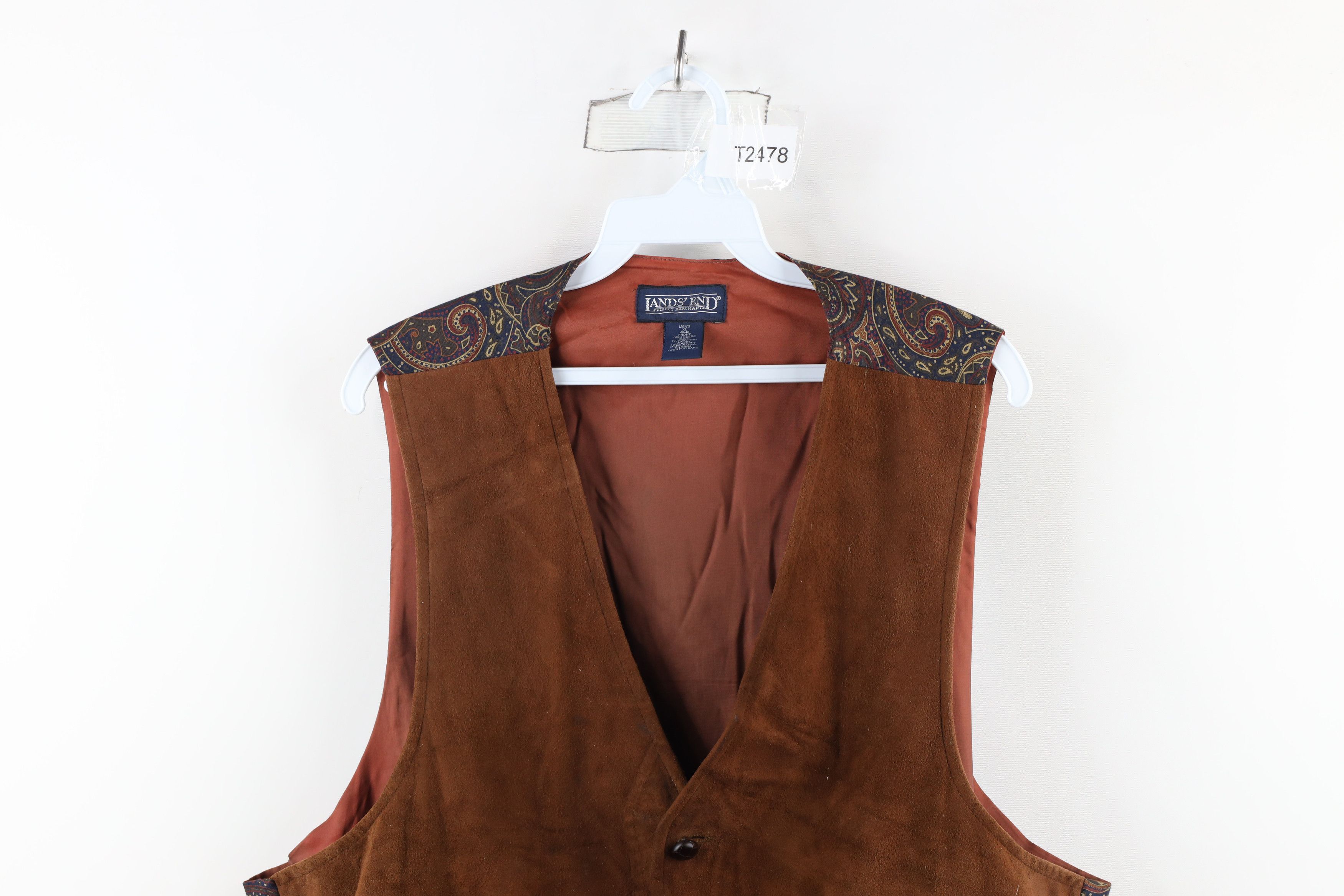 Lands' End × Vintage Vintage 90s Lands End Buckle Back Suede Leather Vest Jacket Size US XL / EU 56 / 4 - 2 Thumbnail