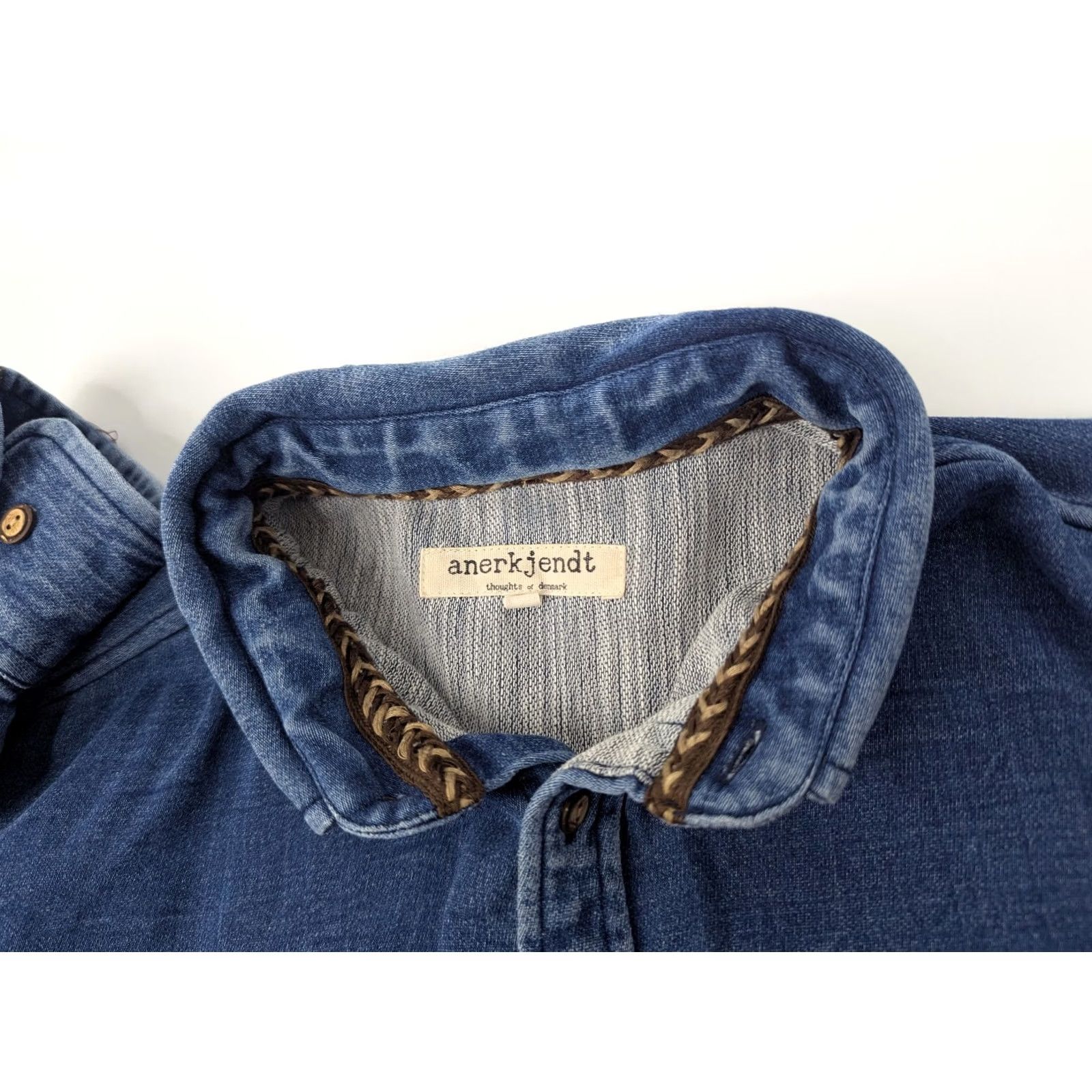 Anerkjendt Anerkjendt Shirt Button-Up Long Sleeve Chambray Blue Cotton Spandex Corduroy Mens M Size US M / EU 48-50 / 2 - 7 Thumbnail