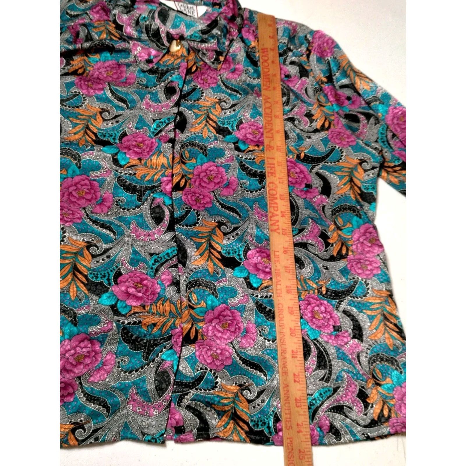 Vintage VINTAGE Cricket Lane Blouse Large Floral Satin Long Sleeve Grannycore Secretary Women Size L / US 10 / IT 46 - 6 Thumbnail