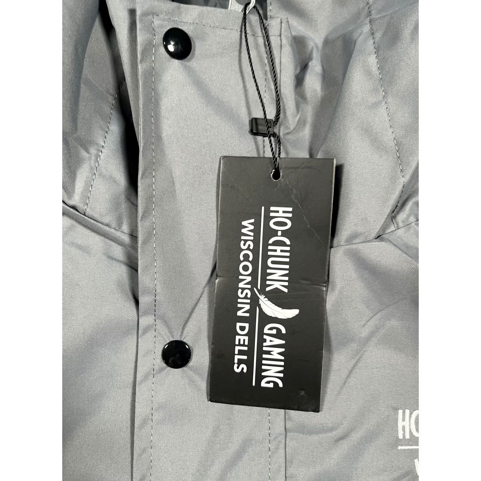 Logo 7 Ho-Chunk Gaming Jacket Mens XL Gray Hooded Rain Coat Windbreaker Casino Logo Reflective Pockets Size US XL / EU 56 / 4 - 5 Thumbnail