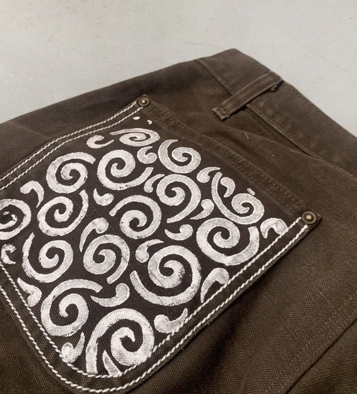 Carhartt Vintage 1of1 custom block print carhartt double knee Size US 32 / EU 48 - 9 Thumbnail