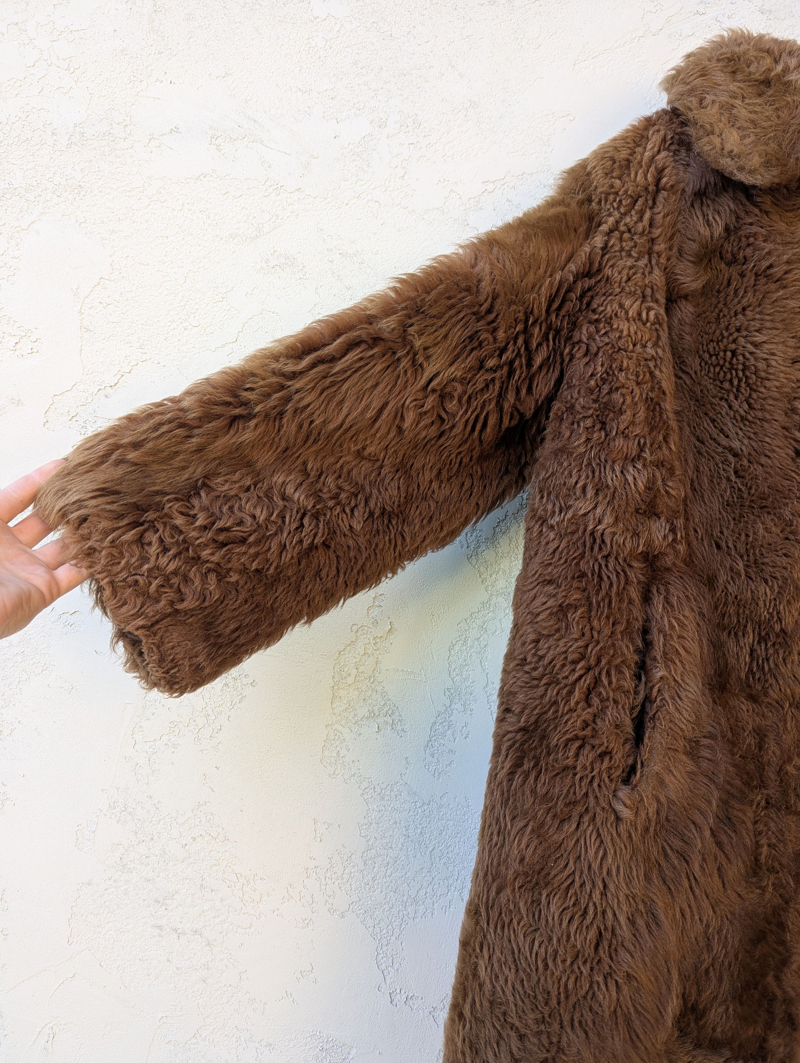 Vintage Women’s Long Brown Real Fur Coat L/XL