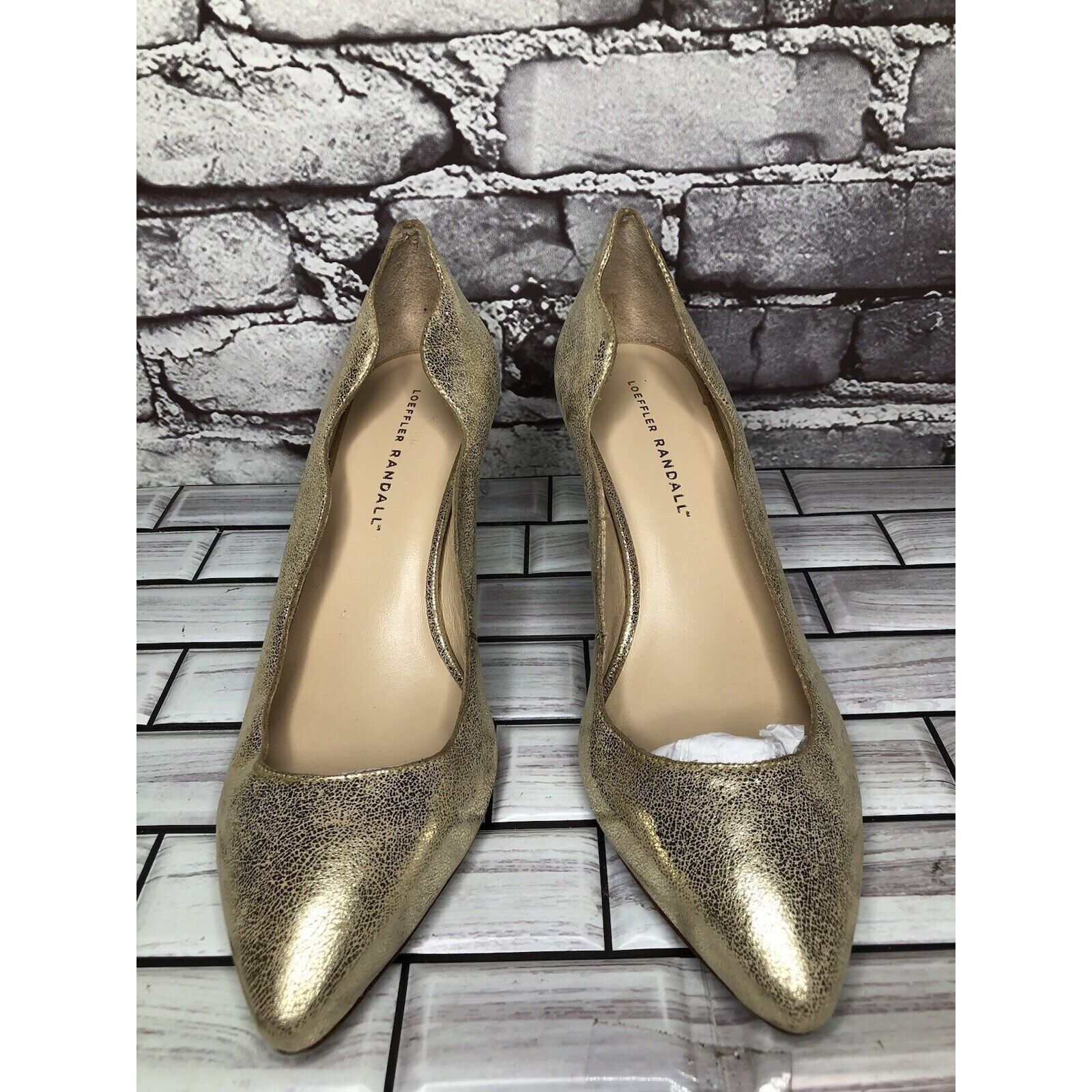 Loeffler Randall Loeffler Randall Gold Leather Shimmer Pointed Toe High Heels Size US 9 / IT 39 - 21 Thumbnail