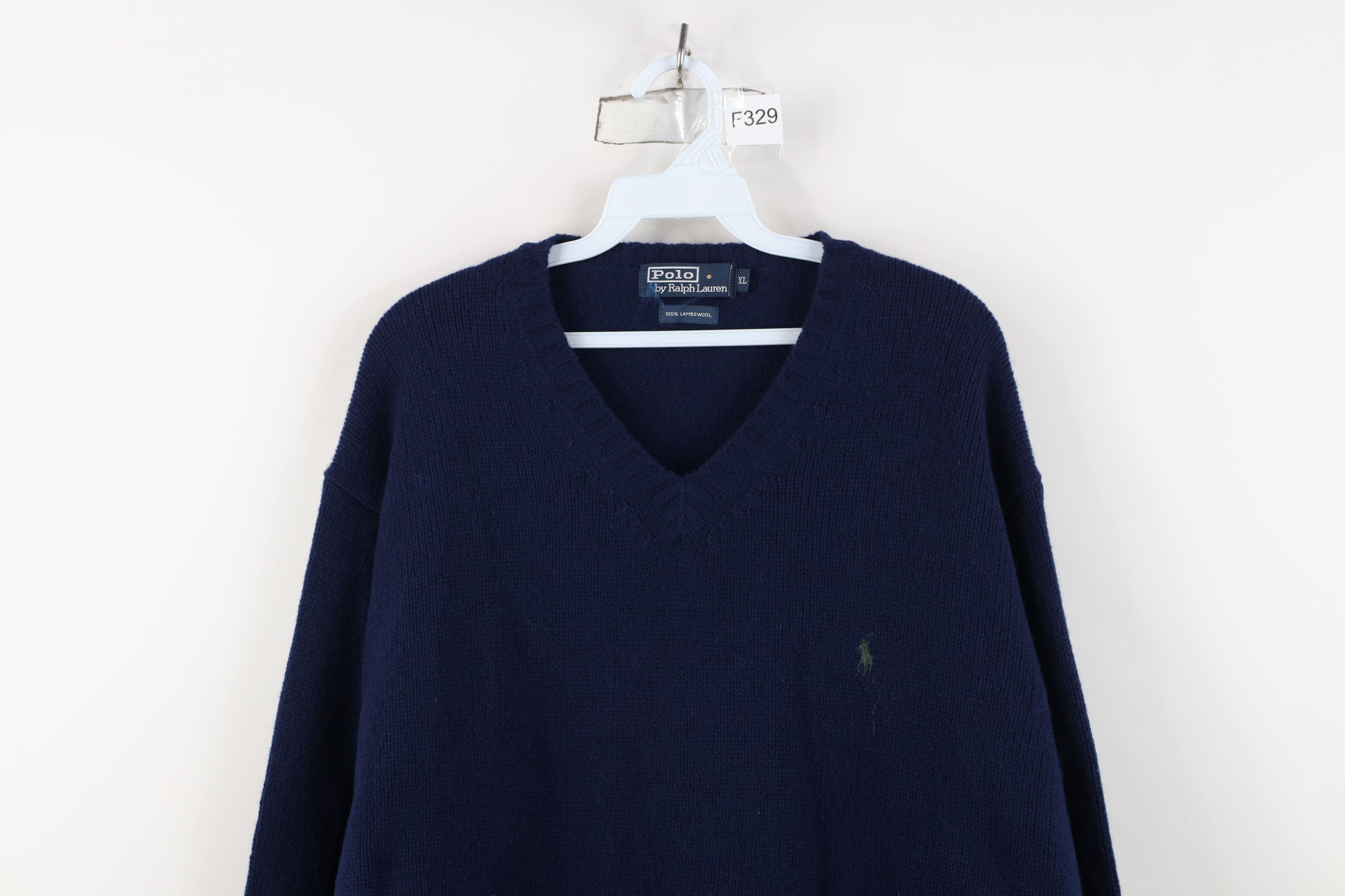 Ralph Lauren Vintage 90s Ralph Lauren Lambswool Knit V-Neck Sweater Blue Size US XL / EU 56 / 4 - 2 Thumbnail