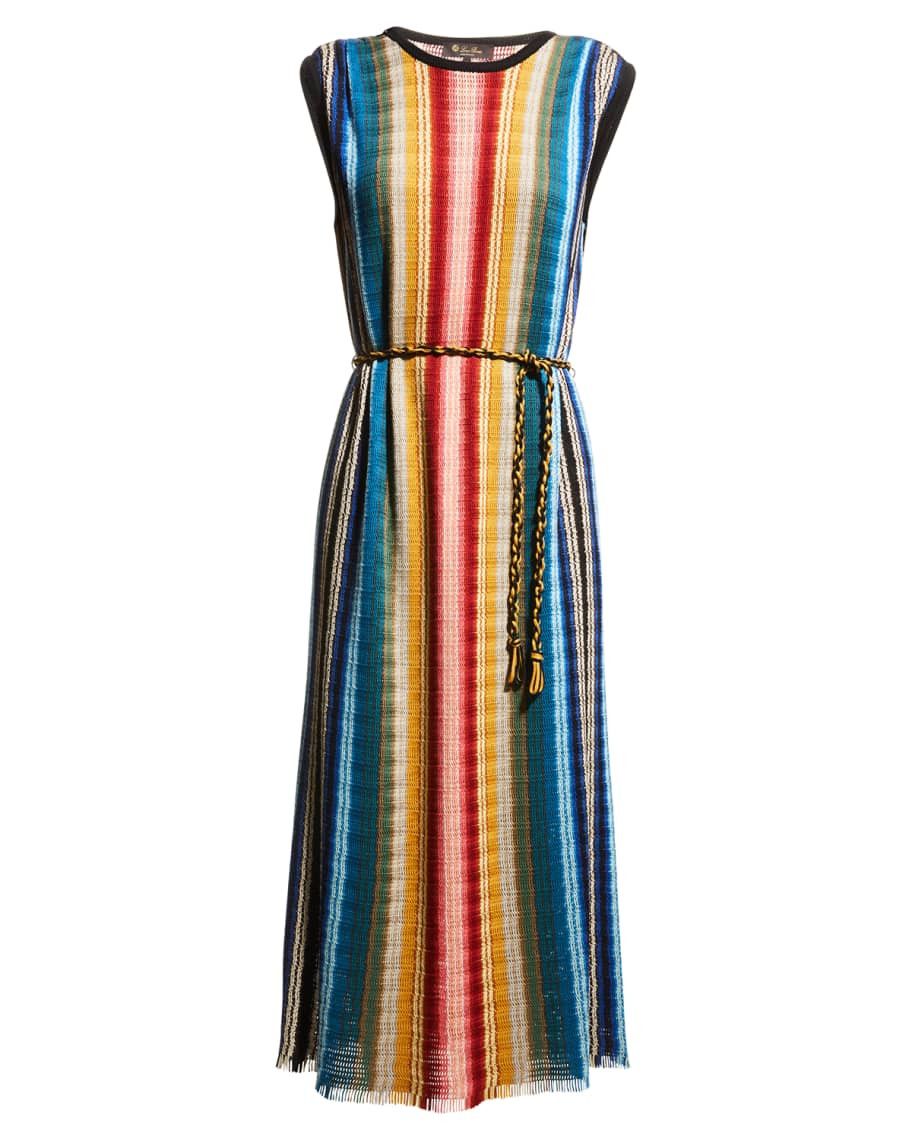 Loro Piana o1srvl11e0824 Cordoba Rainbow Midi Dress in Multicolor Size S / US 4 / IT 40 - 1 Thumbnail