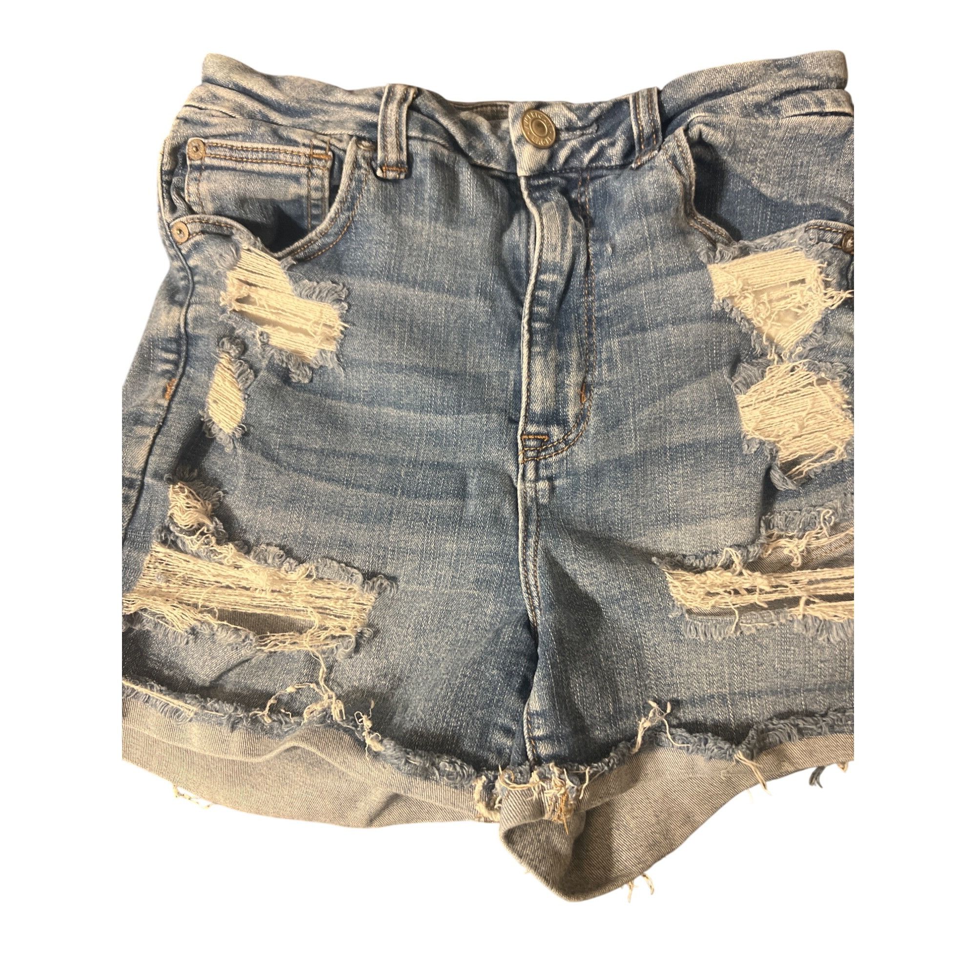 American Eagle Outfitters American Eagle Womens Hi-Rise Shortie Denim Jean Shorts Dest Size 30" / US 8 / IT 44 - 2 Thumbnail
