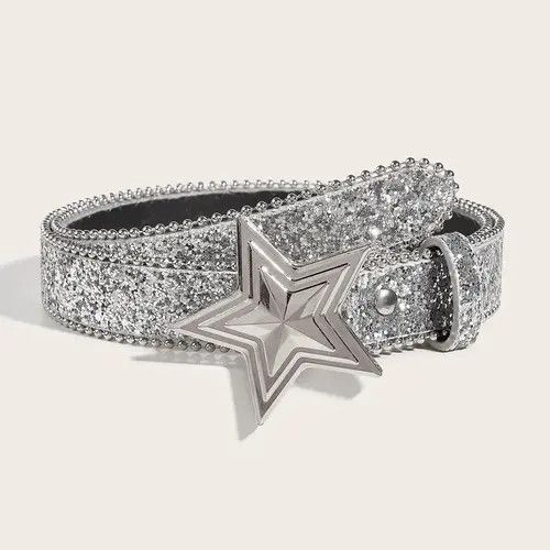 Vintage Y2k Star Buckle silver Belt Size ONE SIZE - 1 Thumbnail