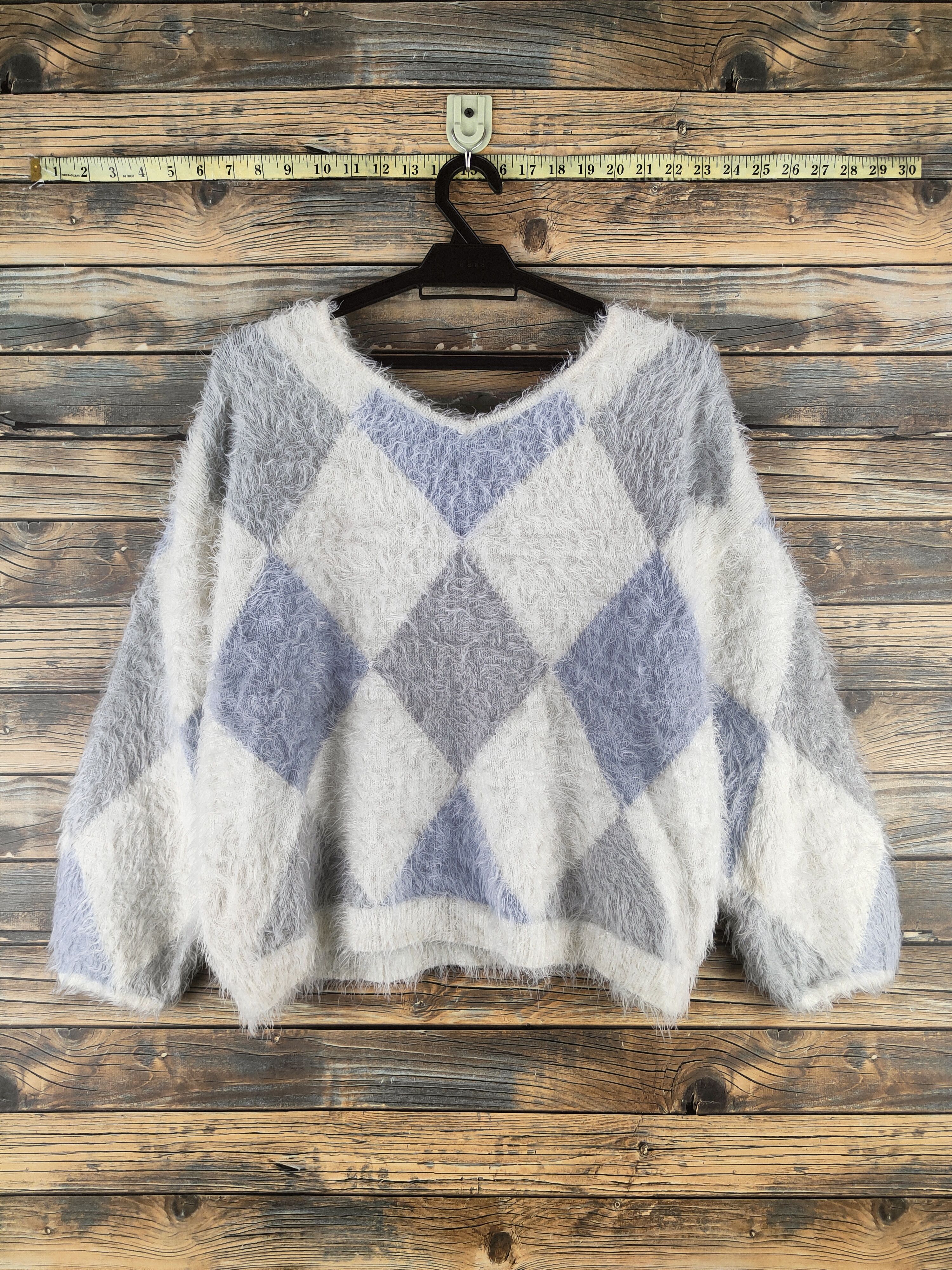 Japanese Brand DL Lip Service White Blue Gray Fur Mohair Knitwear #46-909 Size M / US 6-8 / IT 42-44 - 1 Thumbnail