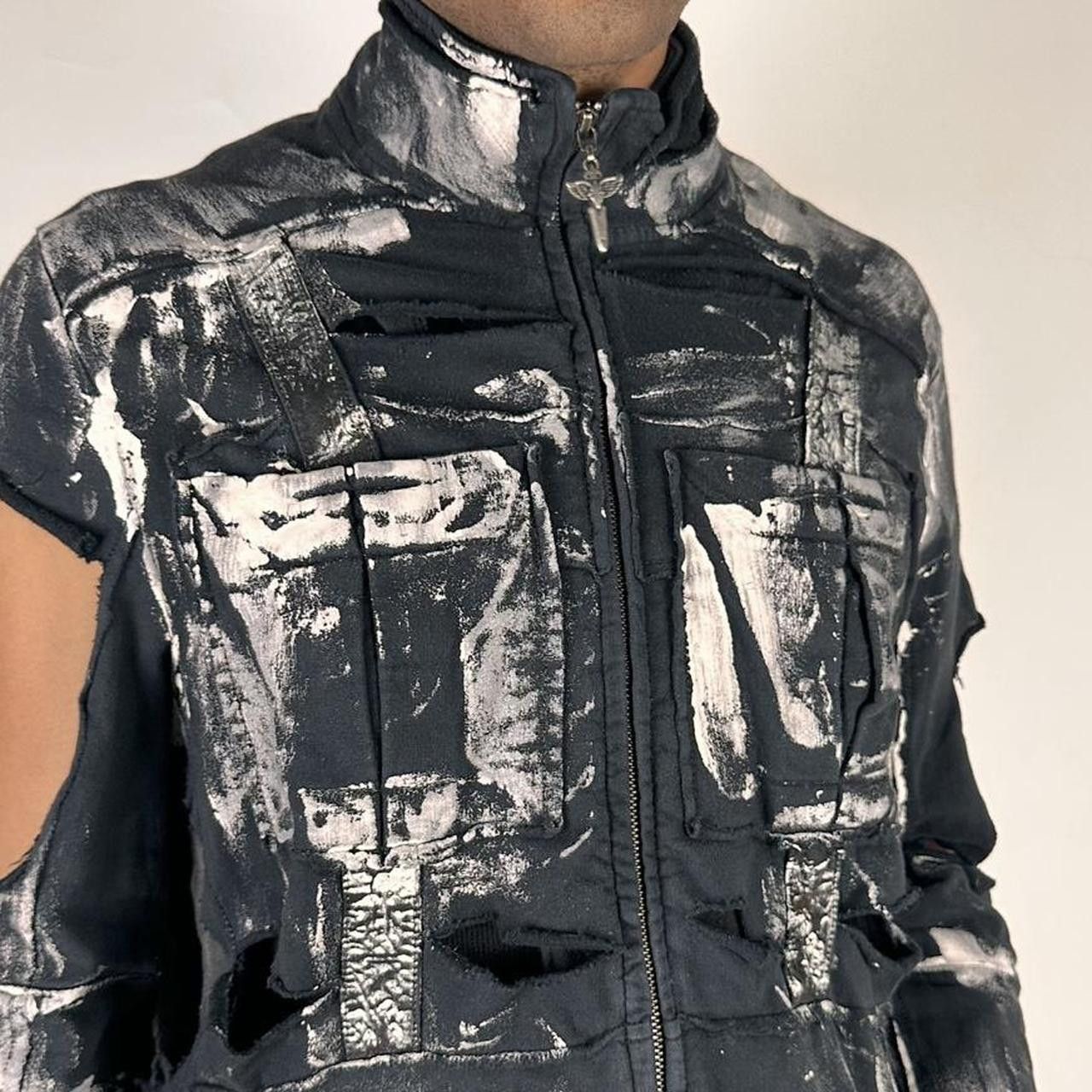 Other ASTROBOI* Navy & White Painted Zip Up Sweatshirt - XL Size US XL / EU 56 / 4 - 6 Thumbnail