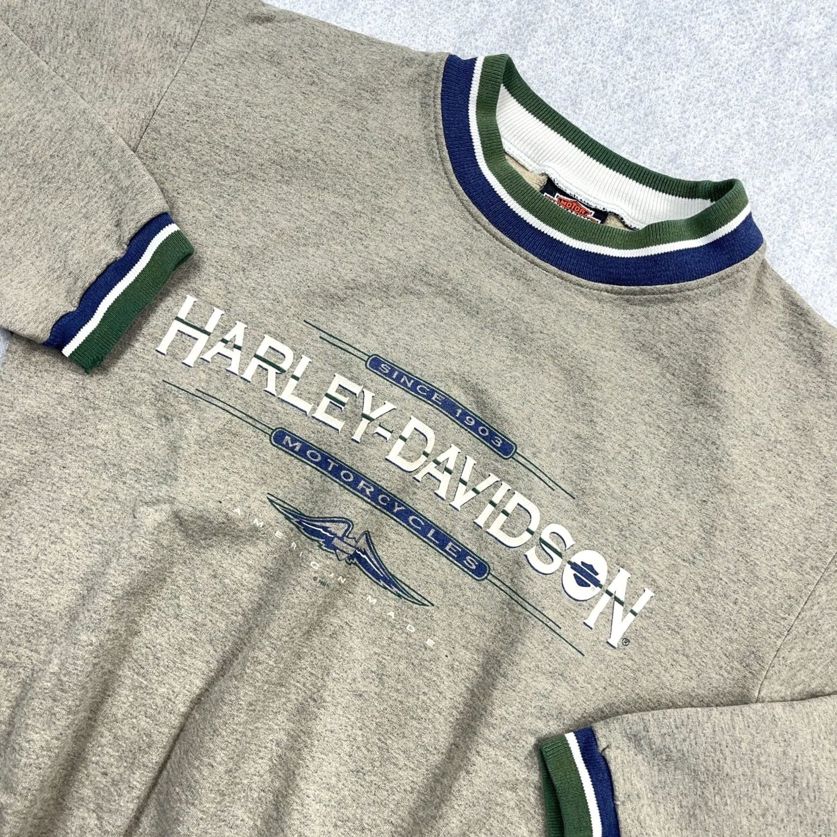 Harley Davidson VINTAGE Harley Davidson Sweatshirt Men Medium Green Crewneck Spellout 90s USA Size US M / EU 48-50 / 2 - 2 Thumbnail