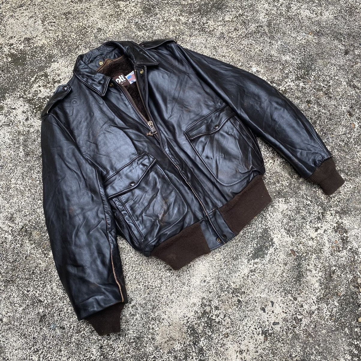 image of Genuine Leather x Schott Type A-2 Schott 684 Sm Leather Jacket Size 42 in Dark Brown, Men's