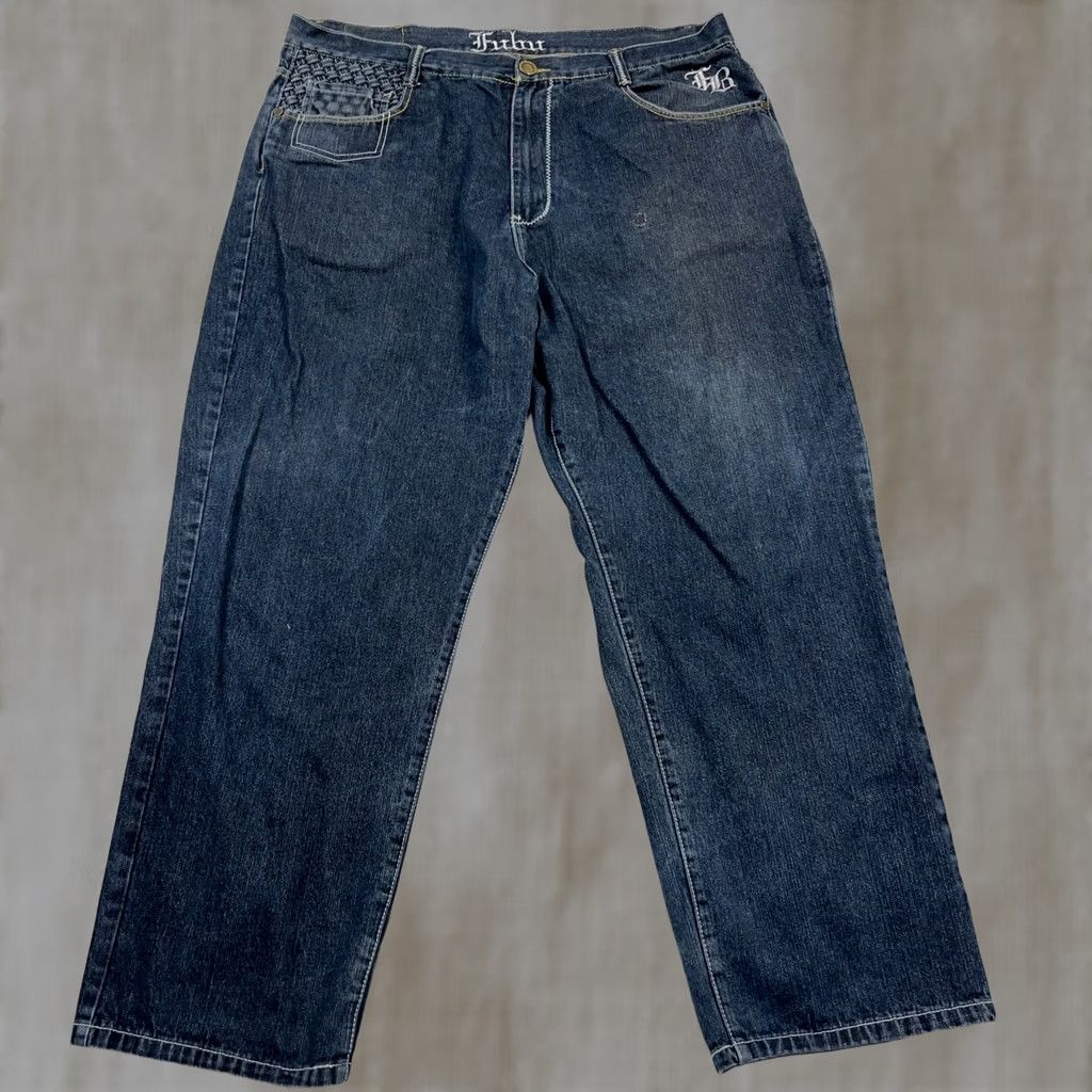 Fubu VINTAGE FUBU Jeans Men 42x31 Dark Blue Denim Straight Leg Baggy Hip Hop 90s | 42 | Blue | Jeans | Mens Size US 42 / EU 58 - 1 Thumbnail