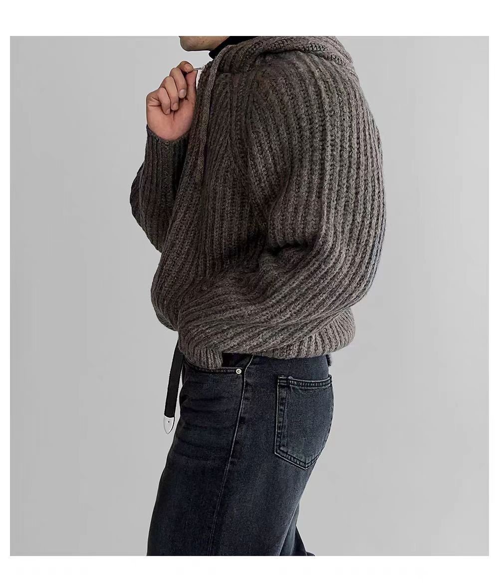 Japanese Brand Vintage Knit Thick Sweater Brown L Hooded Jacket Coat Size US L / EU 52-54 / 3 - 2 Thumbnail