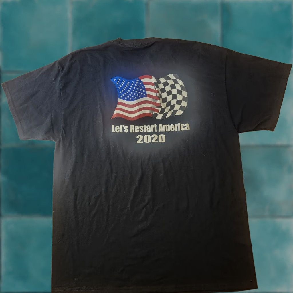 Vintage America Let’s Restart America 2020 T Shirt XL Black USA Flag Graphic Political Tee Men Short Sleeve Crew Neck Cotton Regular Fit Size US XL / EU 56 / 4 - 1 Thumbnail