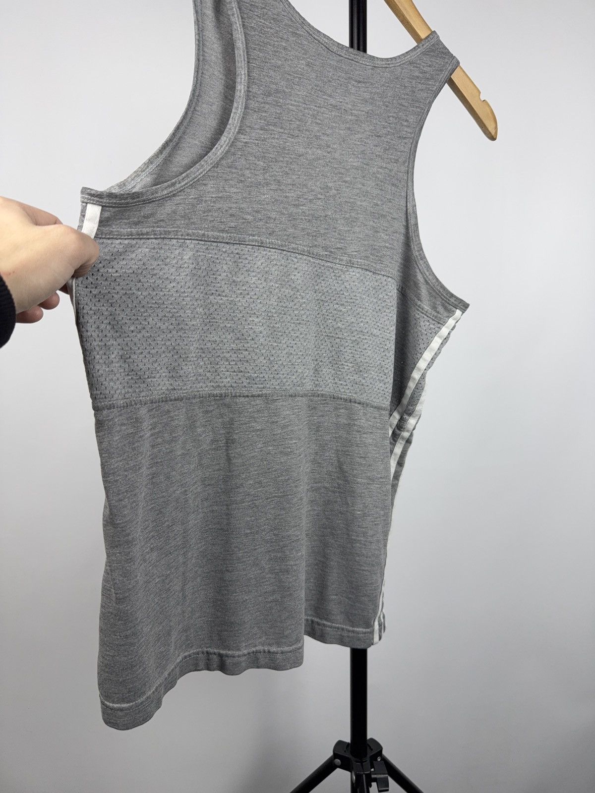 Adidas Vintage 90s Adidas Grey Tank Top 3-Stripes Athletic Singlet Size US S / EU 44-46 / 1 - 11 Thumbnail