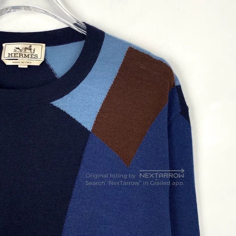 Hermes Hermes Color-blocked round-neck cashmere knit sweater Size US XL / EU 56 / 4 - 3 Thumbnail