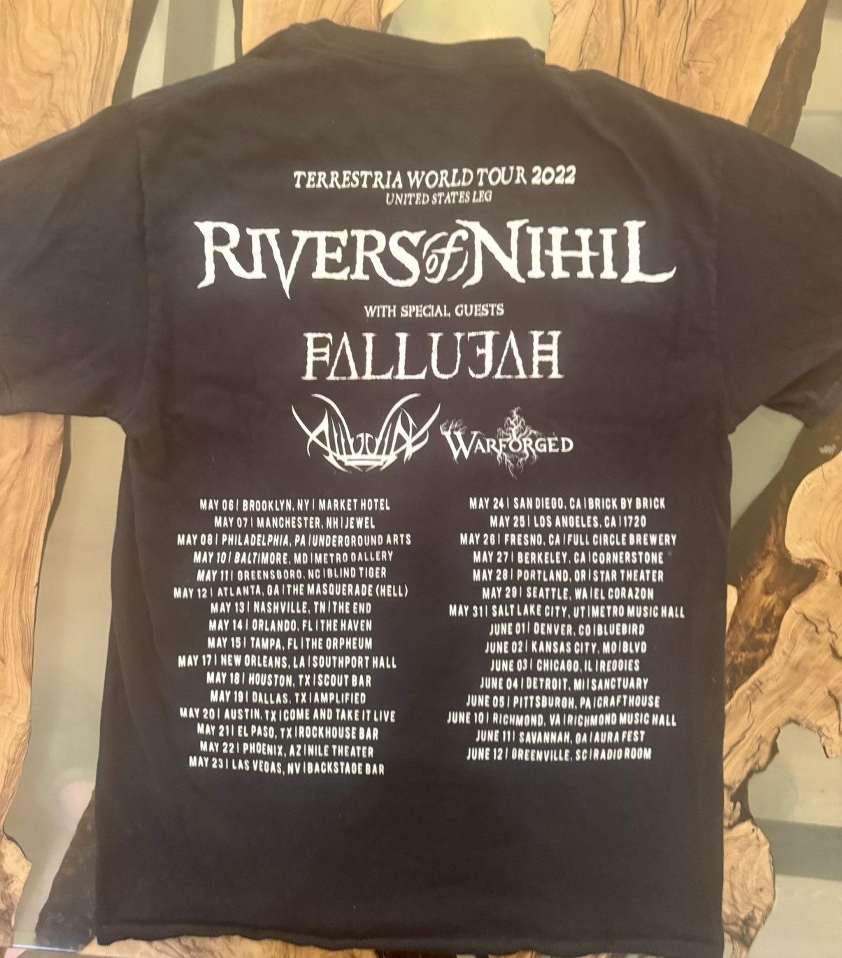 Band Tees × Slayer Rivers of Nihil 2022 Terrestria World Tour USA Leg Tee MED Size US M / EU 48-50 / 2 - 3 Thumbnail