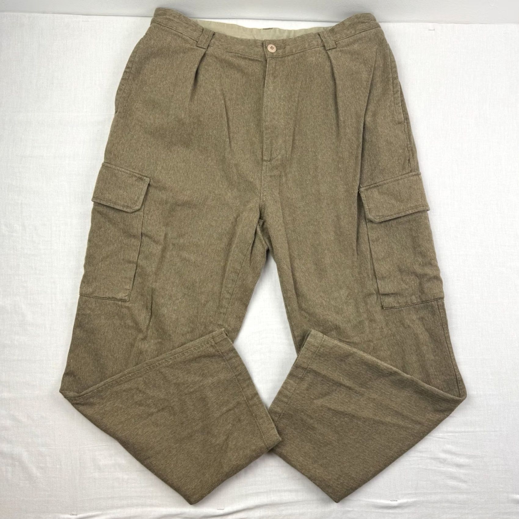 Nautica VINTAGE Nautica Cargo Pants Mens 36x30 Brown Relaxed Solid Zip 90s Punk Grunge Hipster Y2K Pants Size US 36 / EU 52 - 2 Thumbnail