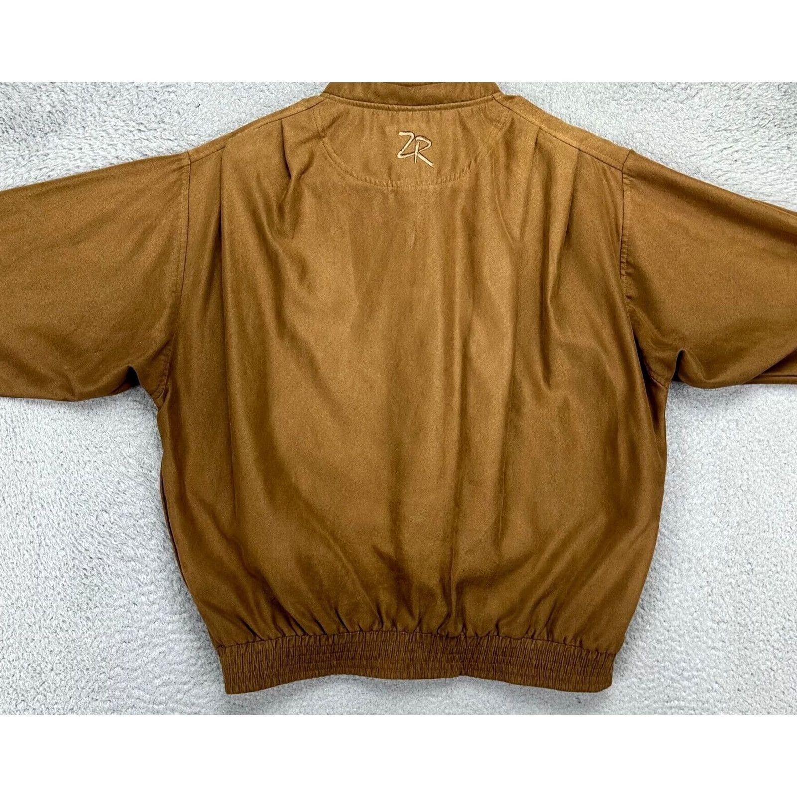 Vintage Zero Restriction Jacket Women Medium Micro Suede Brown Golf Quarter Zip USA Made Size M / US 6-8 / IT 42-44 - 4 Thumbnail