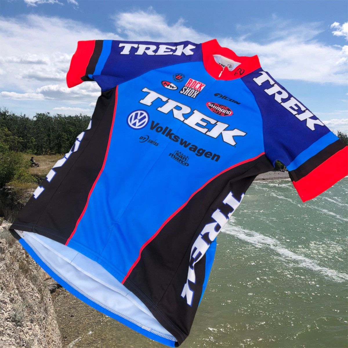 Vintage Trek Volkswagen Cycling Blue Jersey Size US L / EU 52-54 / 3 - 2 Thumbnail