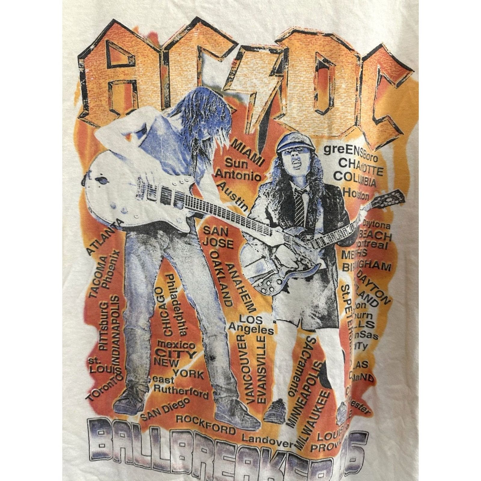 Vintage VTG AC/DC 1996 Ballbreaker Tour Parking Lot Boot Rap Tee 90s Faded T-Shirt XL Shirt Mens White Band Concert Tour Nike Size US XL / EU 56 / 4 - 4 Thumbnail