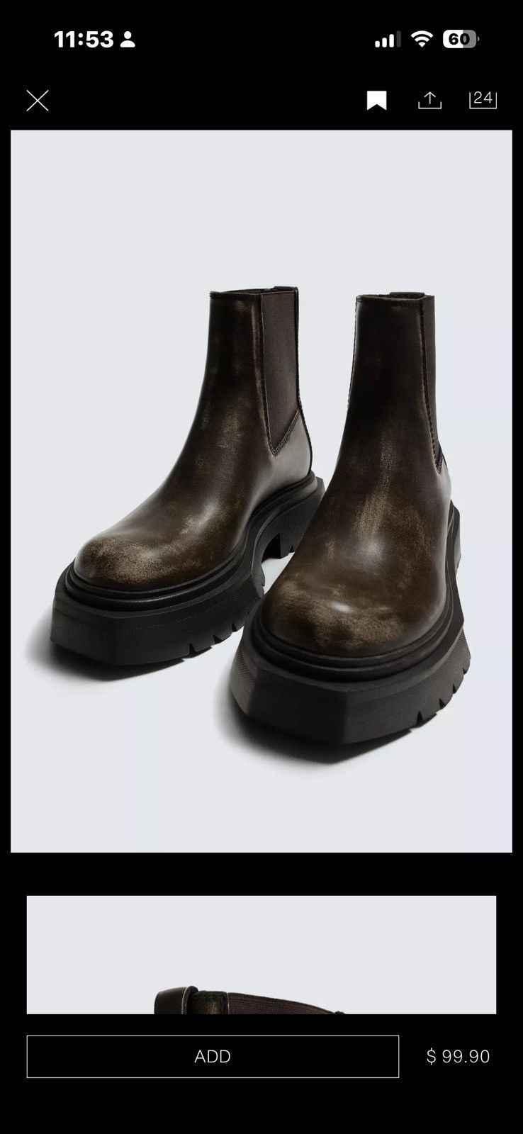 Zara Chunky distressed chelsea boots Size US 9 / EU 42 - 7 Thumbnail