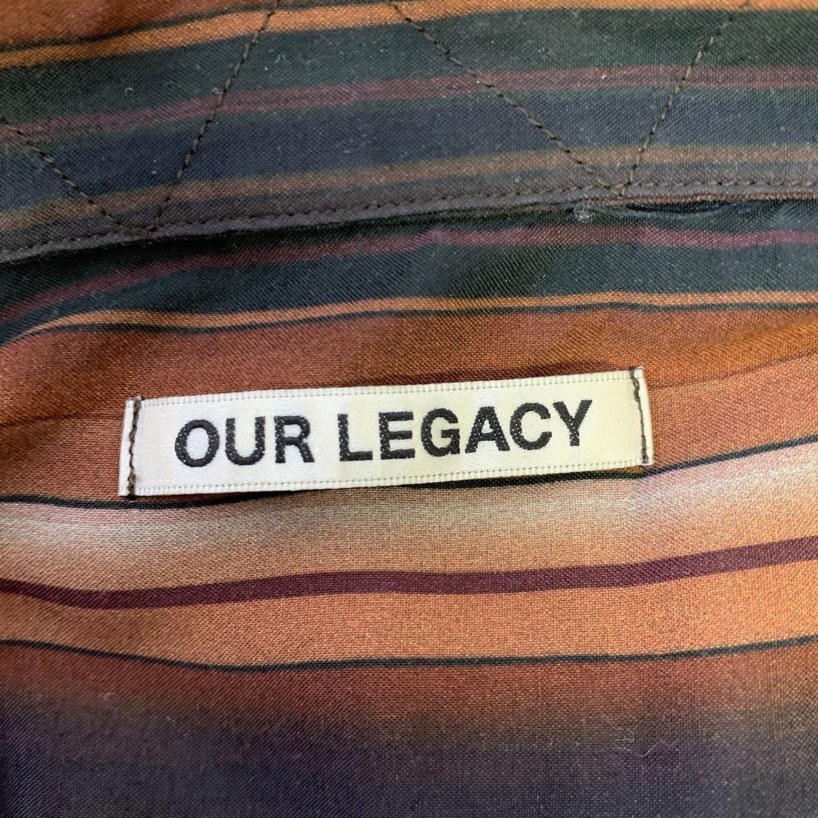 Our Legacy OUR LEGACY XL Brown Black White Stripe Long Sleeve Shirt Size US XL / EU 56 / 4 - 5 Thumbnail