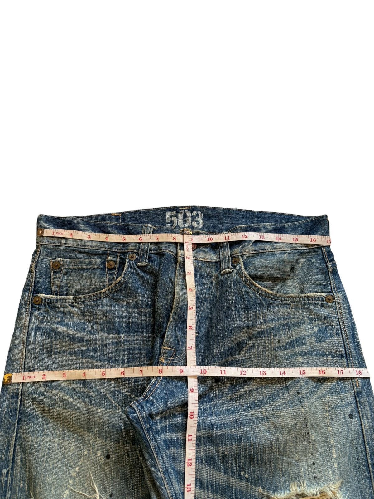 Edwin Vintage Edwin 503 Blue Trip Paint Mud Wash Rip Loose Jeans Size US 34 / EU 50 - 12 Thumbnail