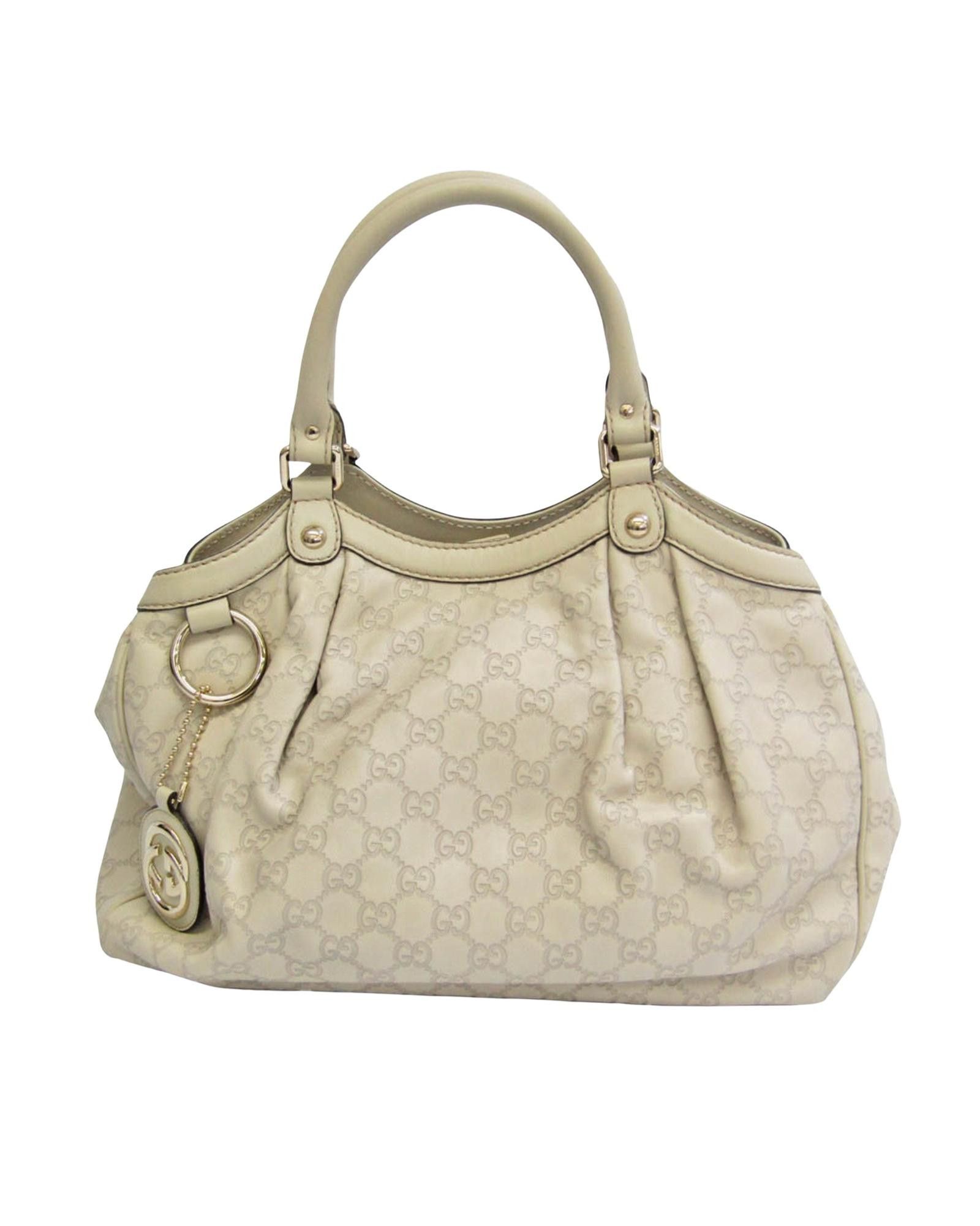 image of Guccissima Sukey 211944 Leather Handbag in White, Women's