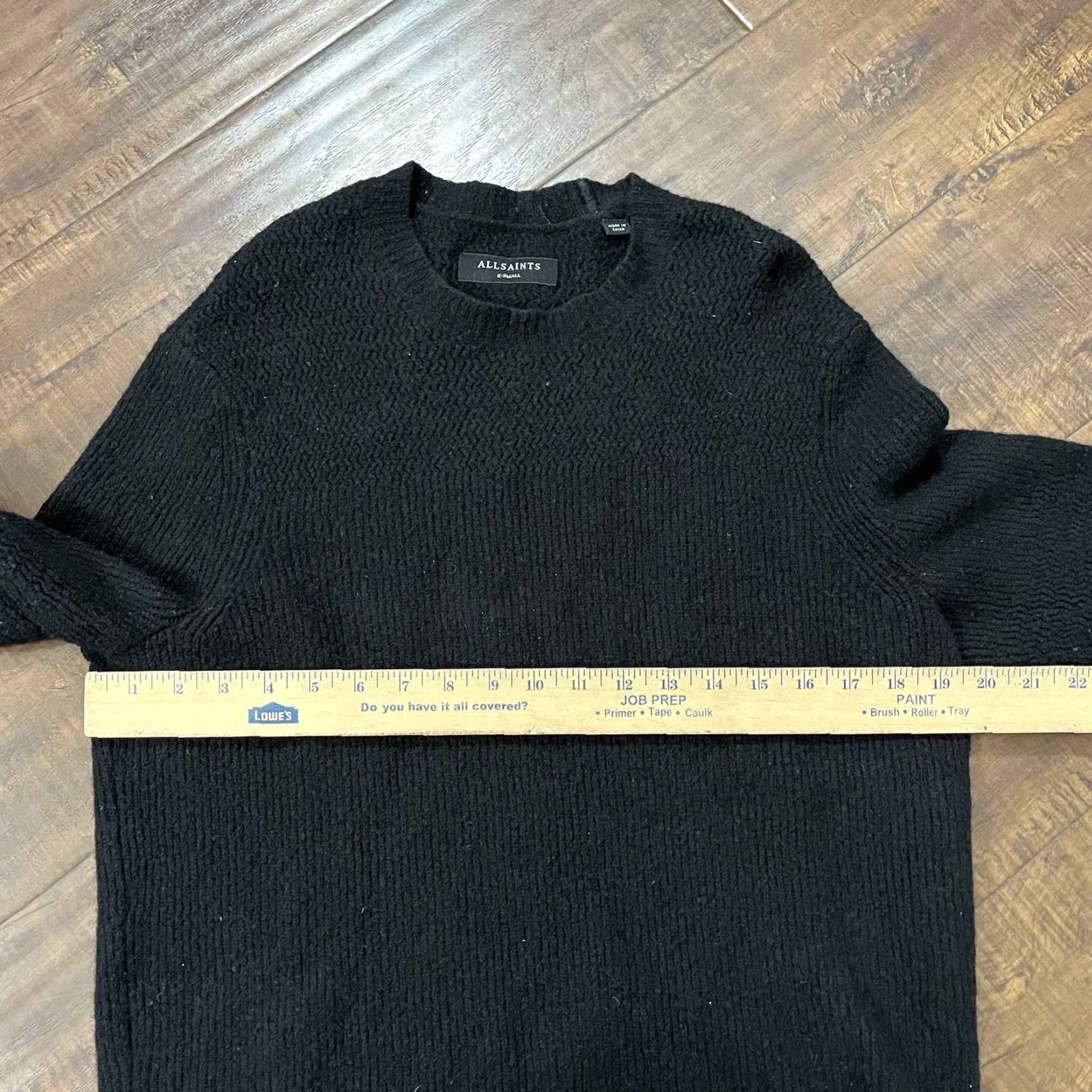 Allsaints AllSaints Jumper Adult XS Black Wool Knit Crew Neck Slim Pullover Designer Sweater Mens Size US XS / EU 42 / 0 - 6 Thumbnail