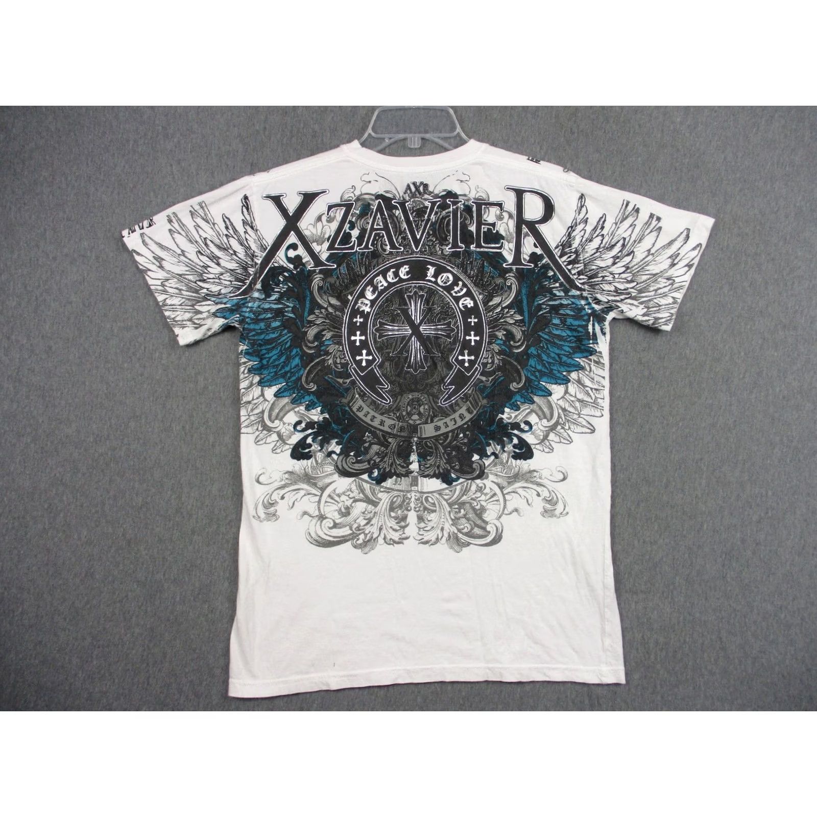 Vintage Xzavier Shirt Mens M White Cross Wings Graphic Peace Love Tee Size US M / EU 48-50 / 2 - 6 Thumbnail