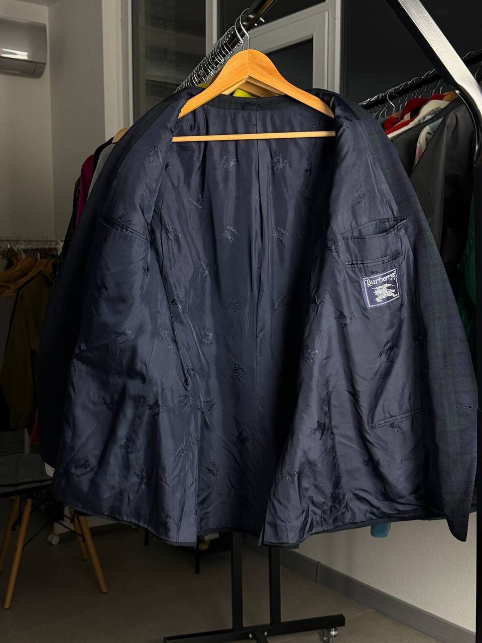 Burberry Vintage Burberry Double Breasted Blazer Nova Check Dark Navy Size 44R - 8 Thumbnail