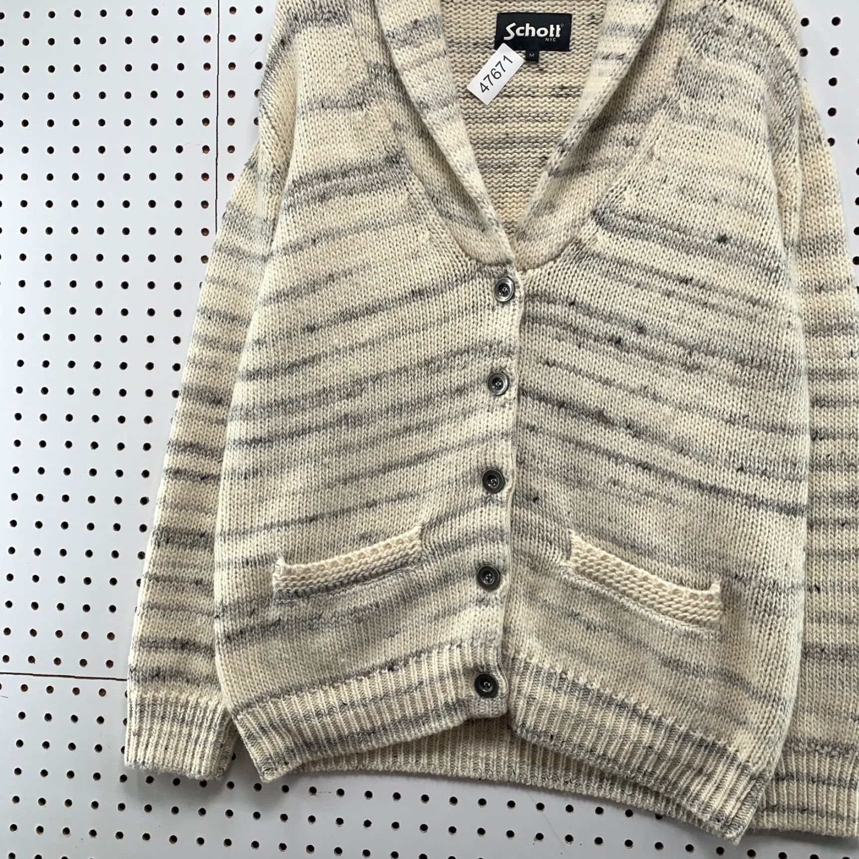 Schott Schott Wool Cardigan Sweater Womens M Beige Military Knit Button Shawl Size M / US 6-8 / IT 42-44 - 5 Thumbnail