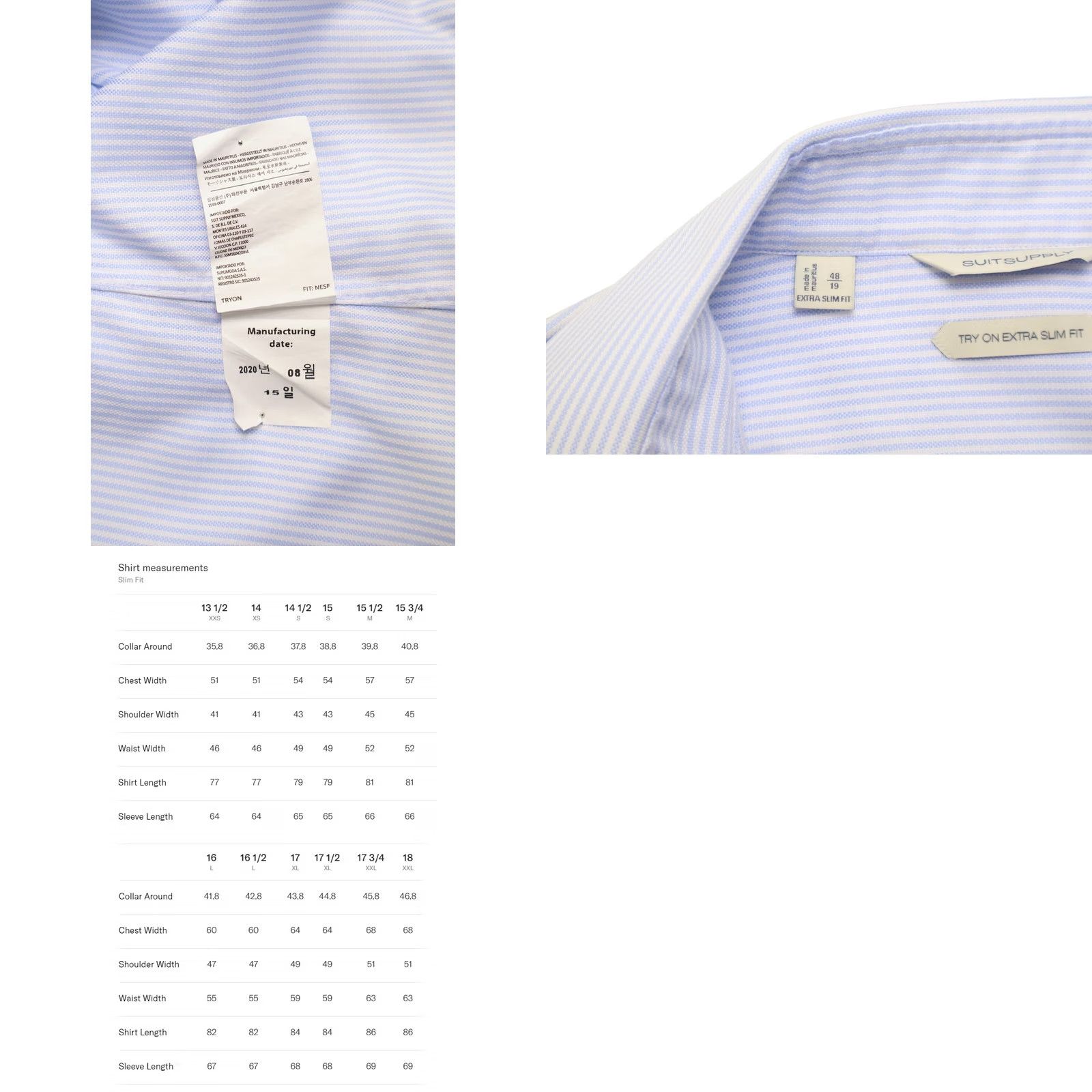 Suitsupply SUITSUPPLY Try On Extra Slim Fit Formal Shirt Men's 48 / 19 Pinstriped Blue Size 48R - 8 Thumbnail