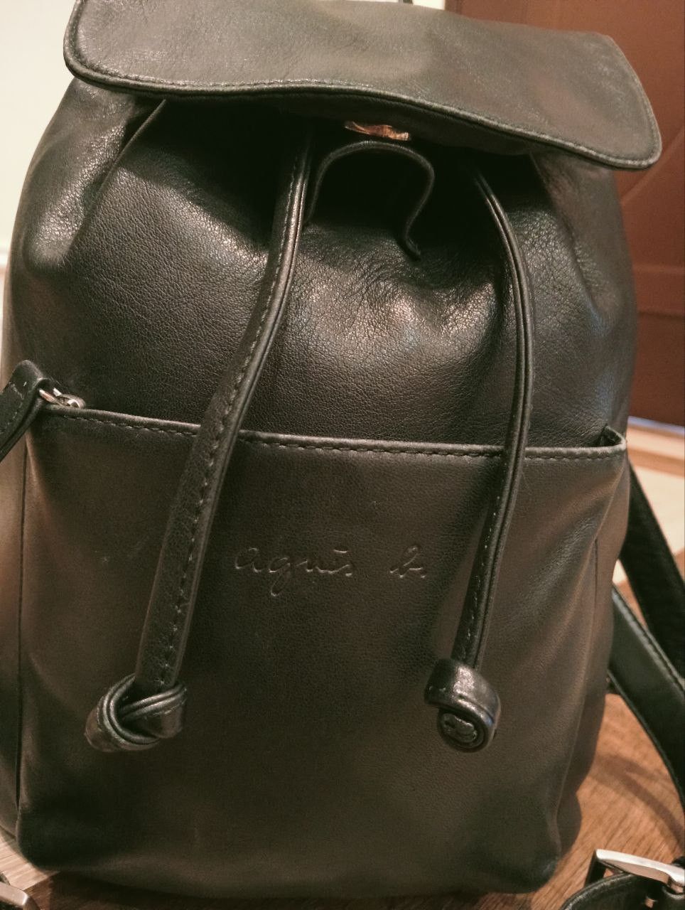 agnes b. AGNES B. LEATHER BACKPACK - BLACK Size ONE SIZE - 5 Thumbnail
