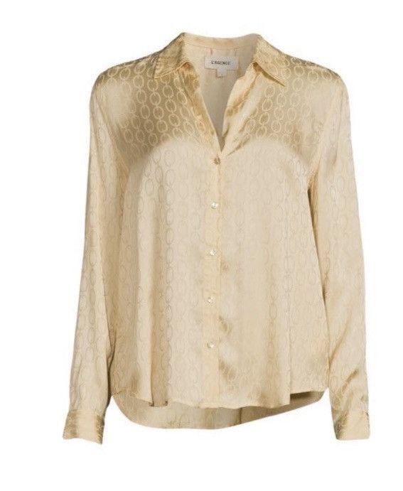 L'AGENCE L'AGENCE Holly Chain-Print Silky Collared Blouse Size S / US 4 / IT 40 - 2 Thumbnail