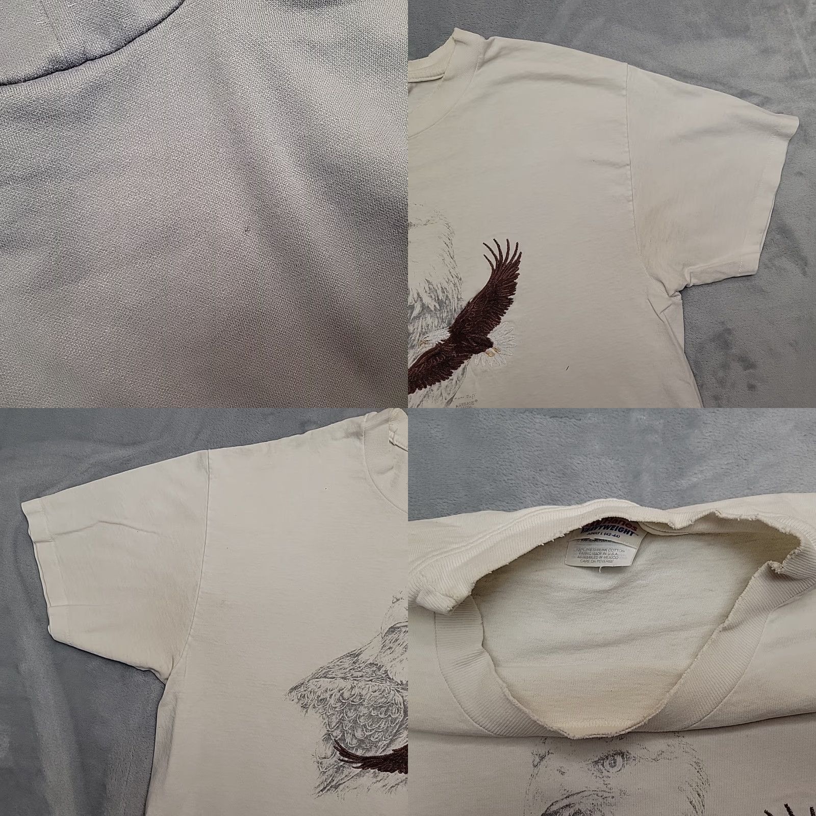 Vintage VTG Nature Shirt Adult L White Embroidered Bald Eagle Single Stitch Made in USA Shirt Mens White Bald Eagle 90s USA Vintage Size US L / EU 52-54 / 3 - 8 Thumbnail