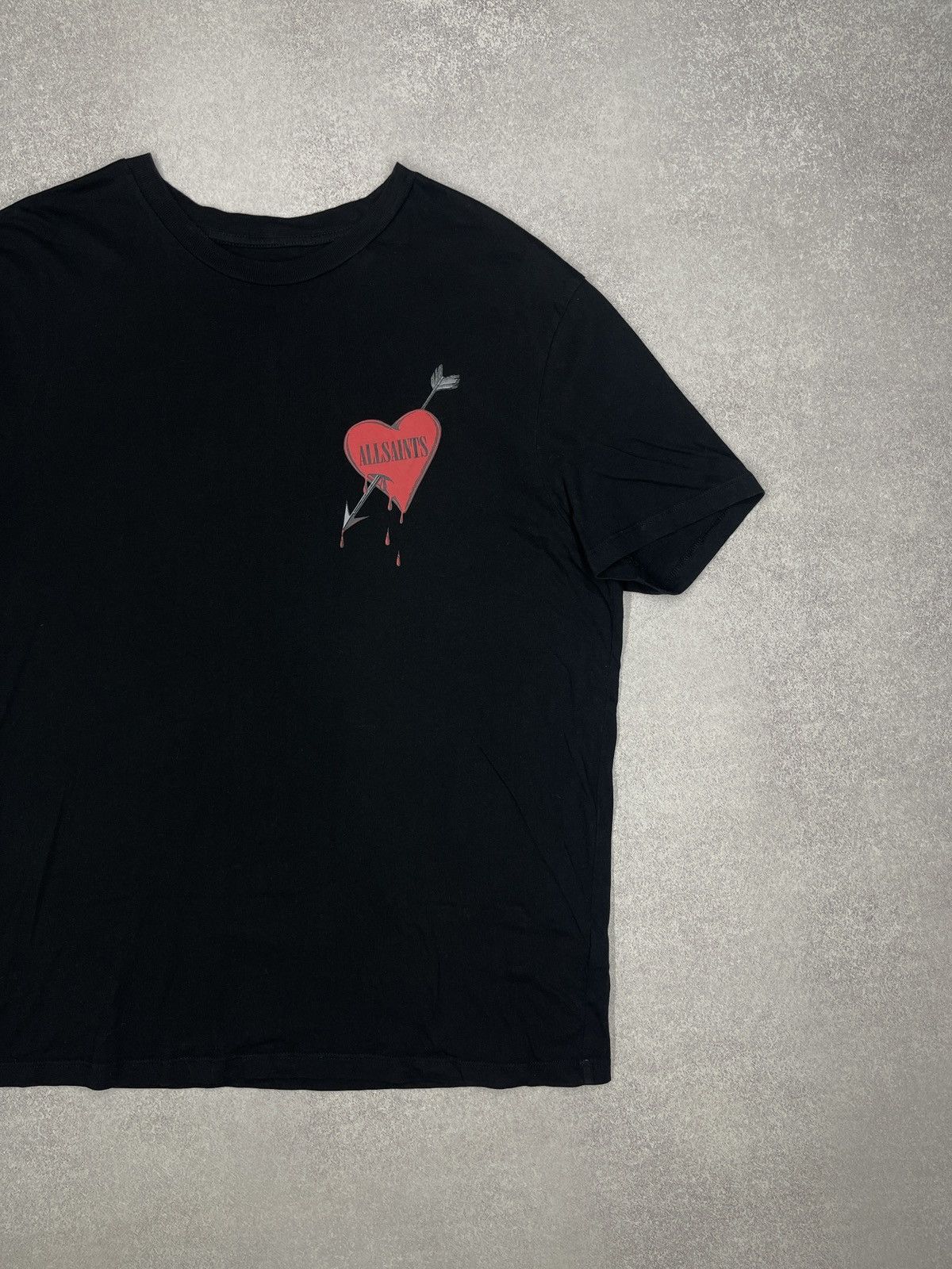 Allsaints Mens AllSaints Bleeding Heart Crew Black T Shirt Big Logo Size US M / EU 48-50 / 2 - 7 Thumbnail