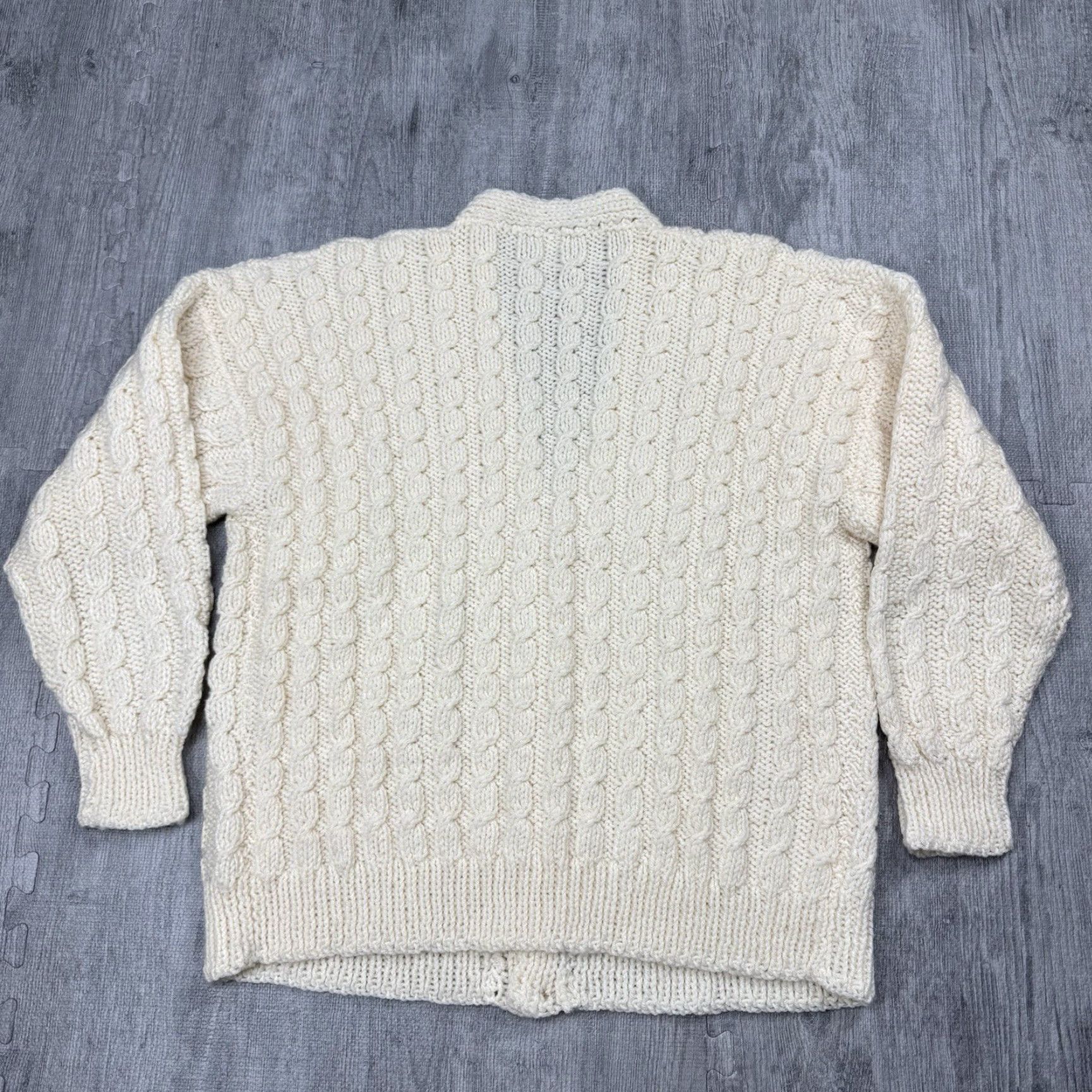 Vintage VINTAGE WOMENS Cable Knit Cardigan Sweater Oversized XL Long Sleeve Ivory 5-Button Fall Winter 90s Size XL / US 12-14 / IT 48-50 - 3 Thumbnail