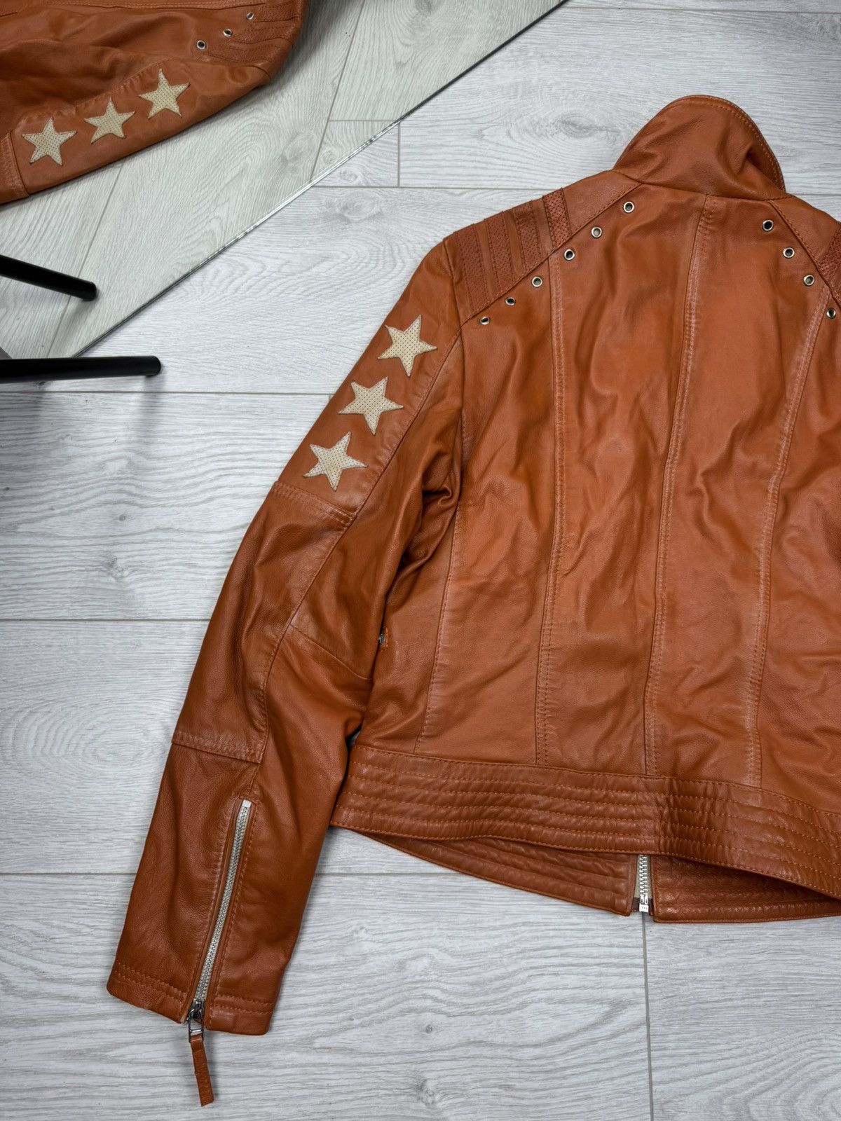Genuine Leather Vintage Blue Muncie Star Design Leather Jacket Size S / US 4 / IT 40 - 13 Thumbnail