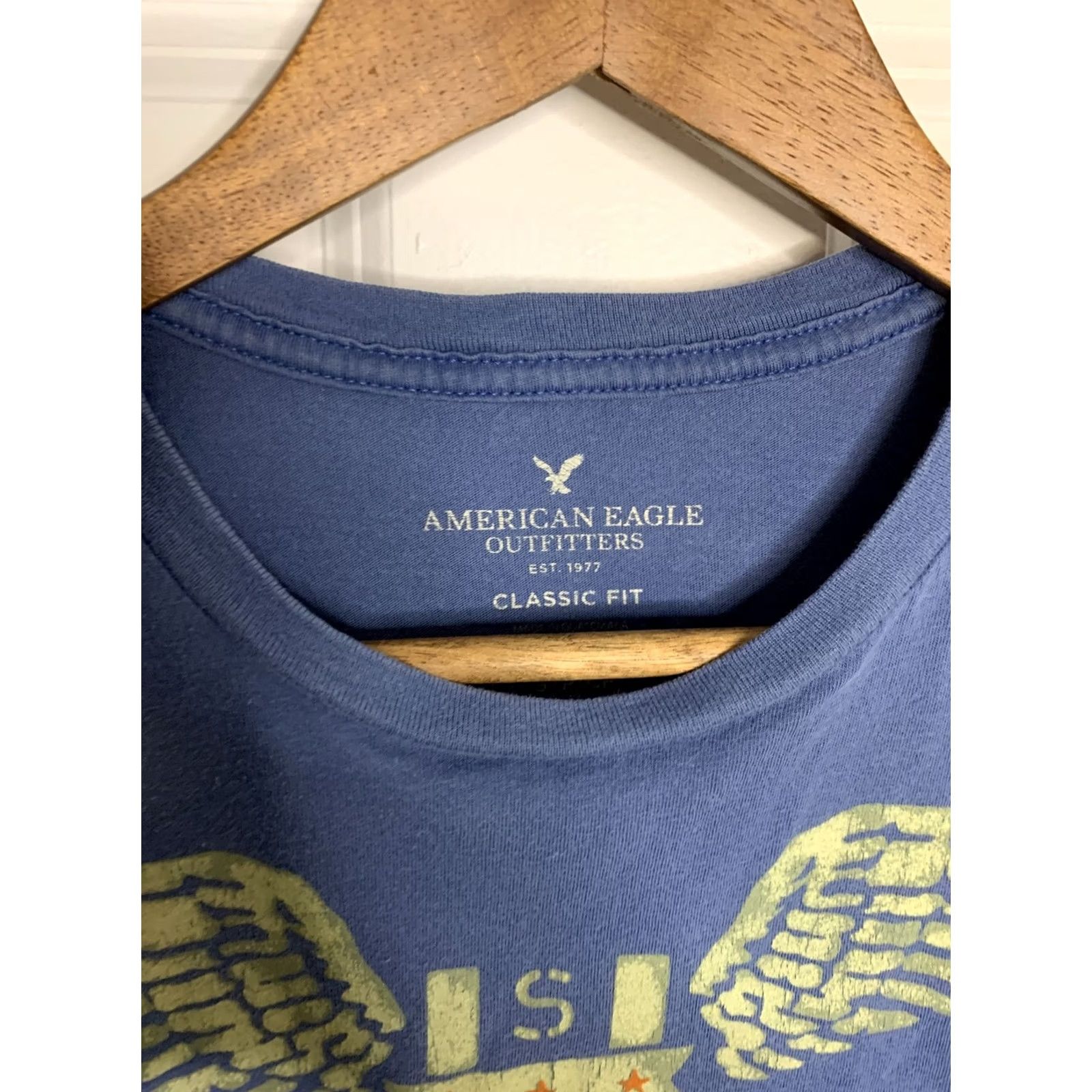 Vintage Alerican Eagle Blue T-Shirt Short Sleeve Classic Fit SZ S Teens Shirt Crew Neck Vintage No Graphic Print Size US S / EU 44-46 / 1 - 4 Thumbnail